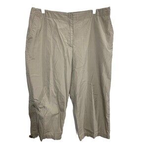 Khaki Beige Cargo Capri Pants Size 18 W Stretch 100% Cotton